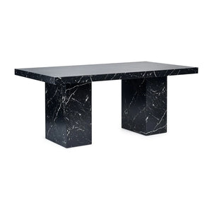 black marble effect dining table on white background