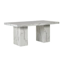 Marble-textured dining table on a white background