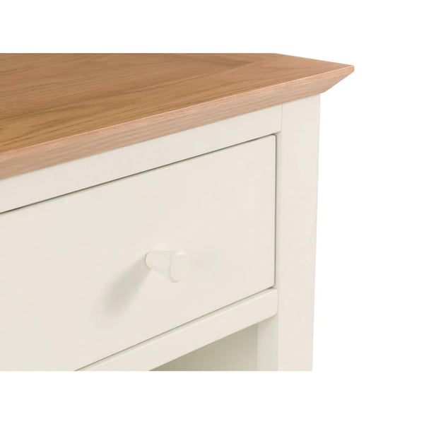 Wooden desk with a white base on a white background