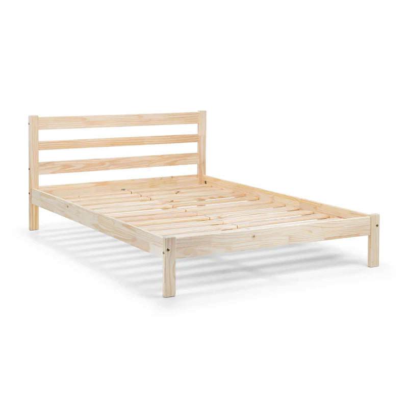 Wooden bed frame on a white background
