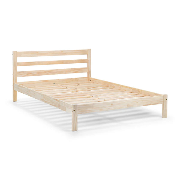 Wooden bed frame on a white background