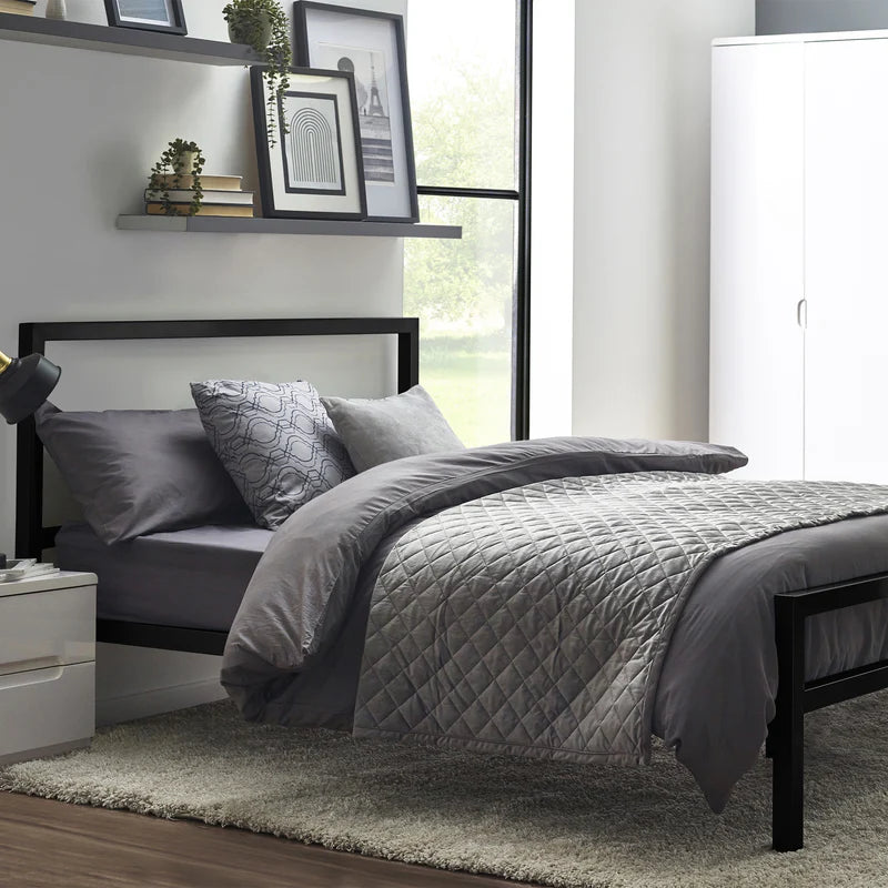 Sarum black bedframe white background