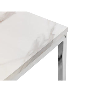 white marble dining table top detail