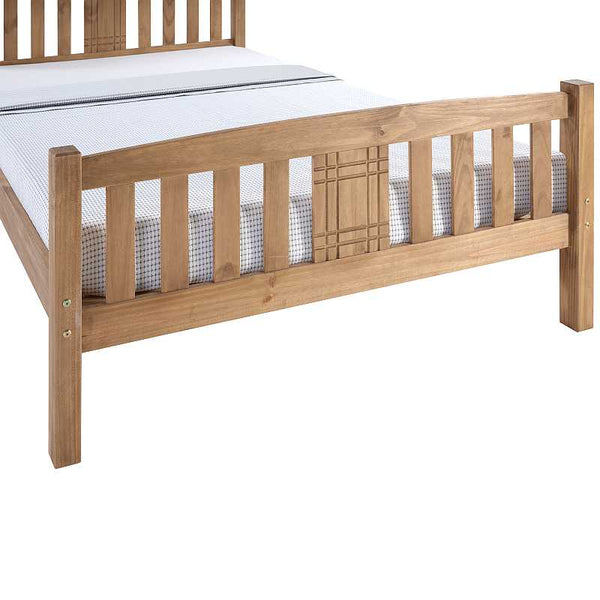 Serena wooden bed frame foot end detail white background