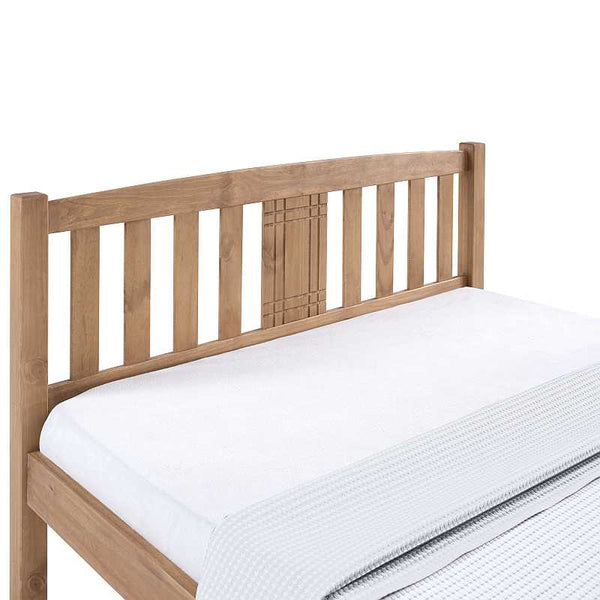 Serena wooden bed frame head end detail white background
