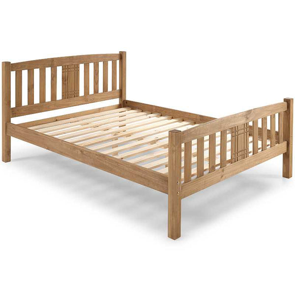 Wooden bed frame on a white background