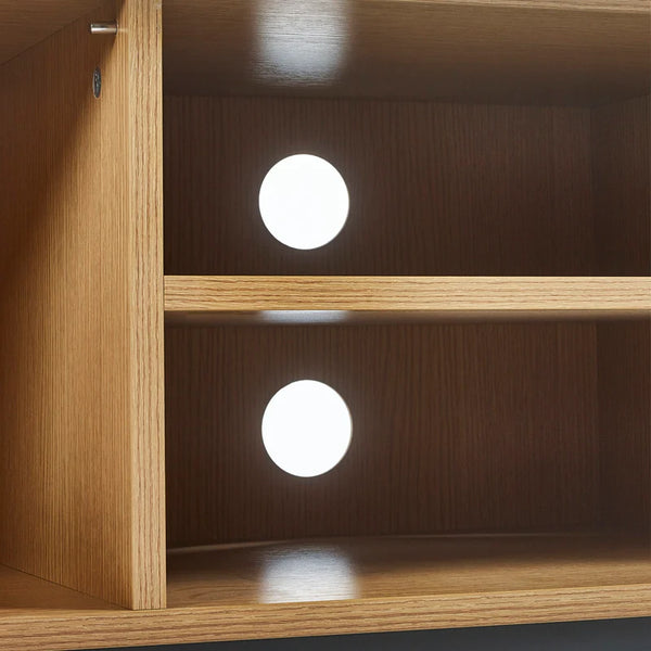 Wooden shelf with embedded lights