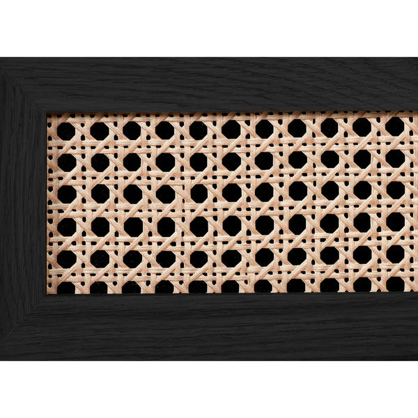 Decorative wall panel with geometric pattern and black frame