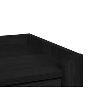 Black rectangular chest of drawers top on a white background