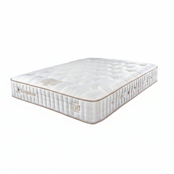 White mattress with sleepeezee brand logo on a white background