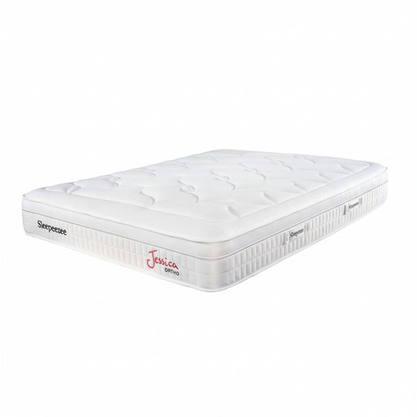 White mattress with 'Jessica Ortho' branding on a white background