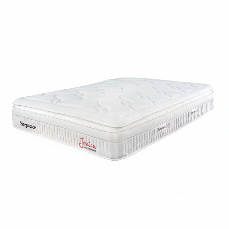 White mattress with 'Jessica' branding on a white background