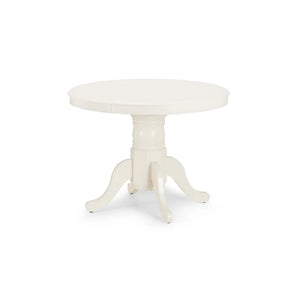 Round white table on a white background