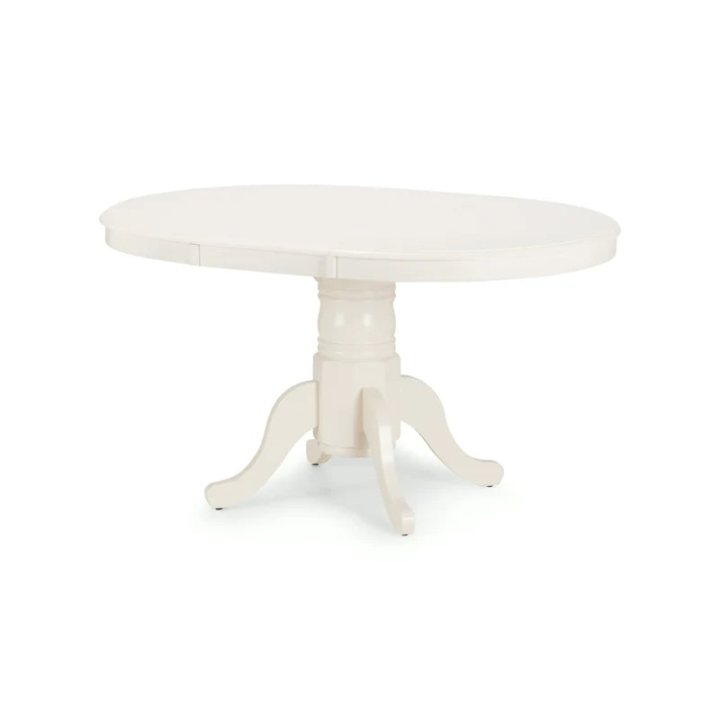 Round white table on a white background