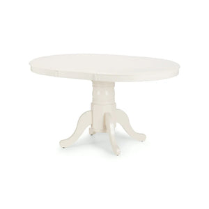 Round white table on a white background