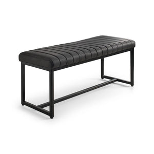 Black bench with a minimalist design on a white background