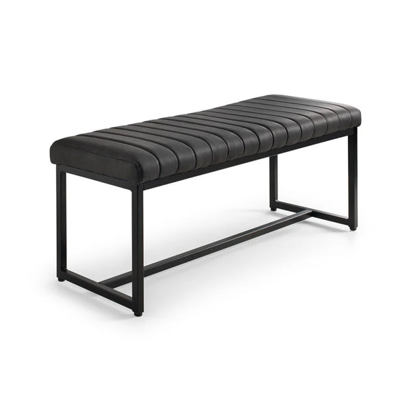 Black bench with a minimalist design on a white background