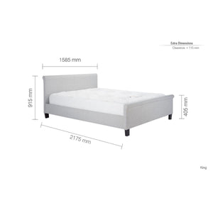 Dimensions of a double bed with measurements in millimeters on a white background
