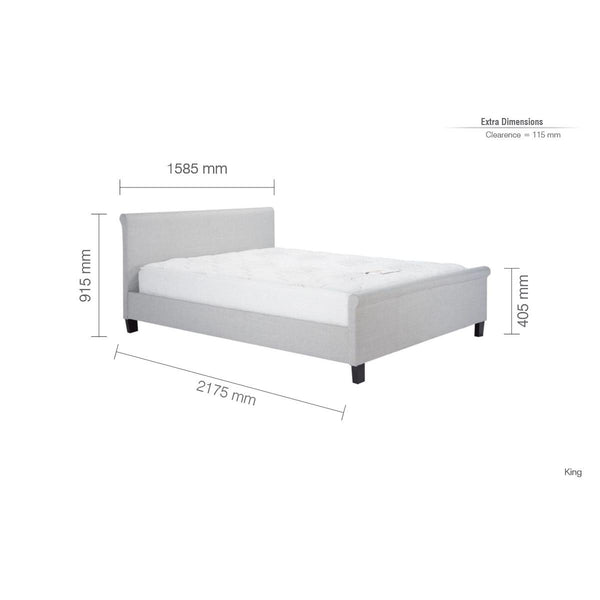 Dimensions of a double bed with measurements in millimeters on a white background
