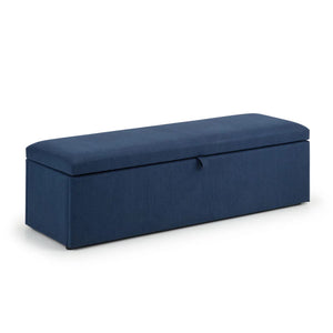 Blue storage bench on a white background