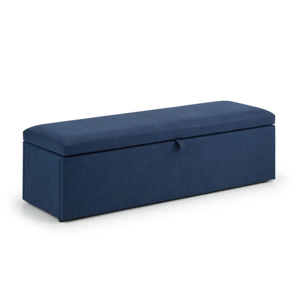 Blue storage bench on a white background