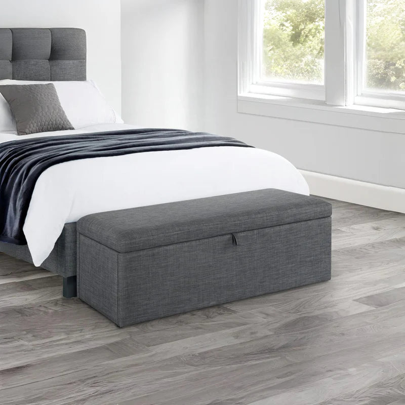 Grey storage bench on a white background