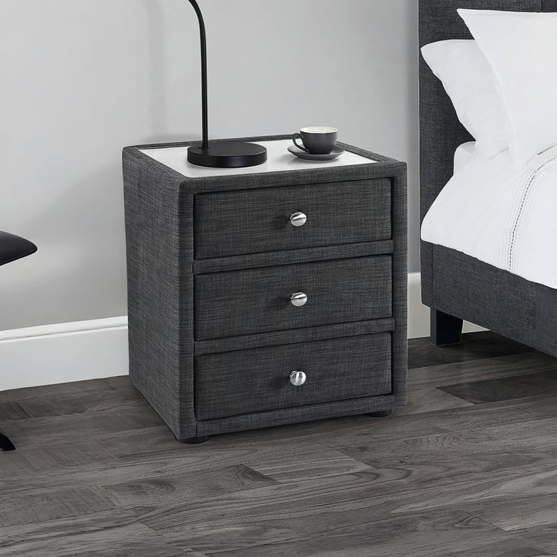 Sunnyvale grey upholstered bedside