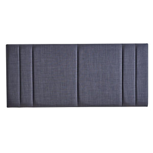 Dark gray upholstered headboard with horizontal stitching on a white background