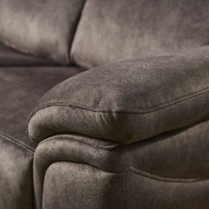 Close-up of a gray recliner sofa