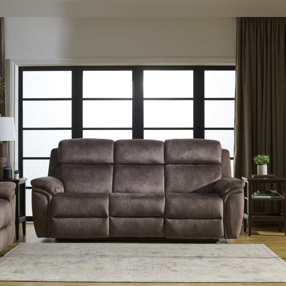 Brown reclining sofa on a white background