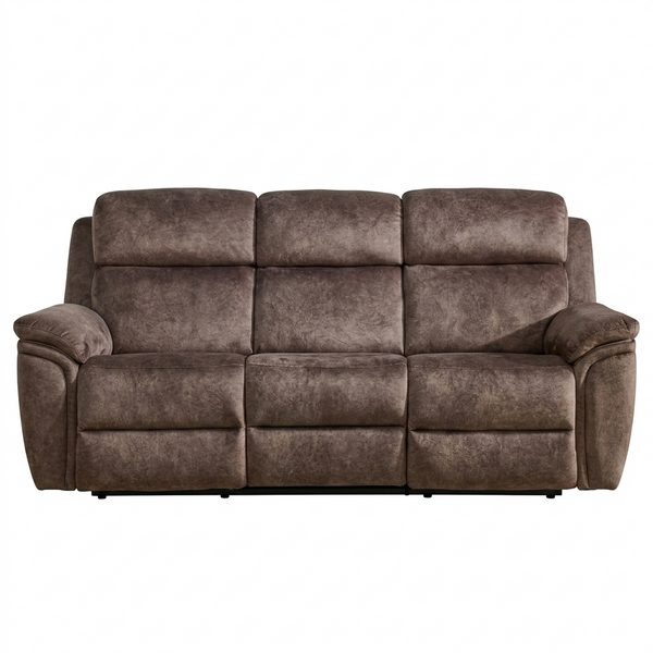 Brown reclining sofa on a white background