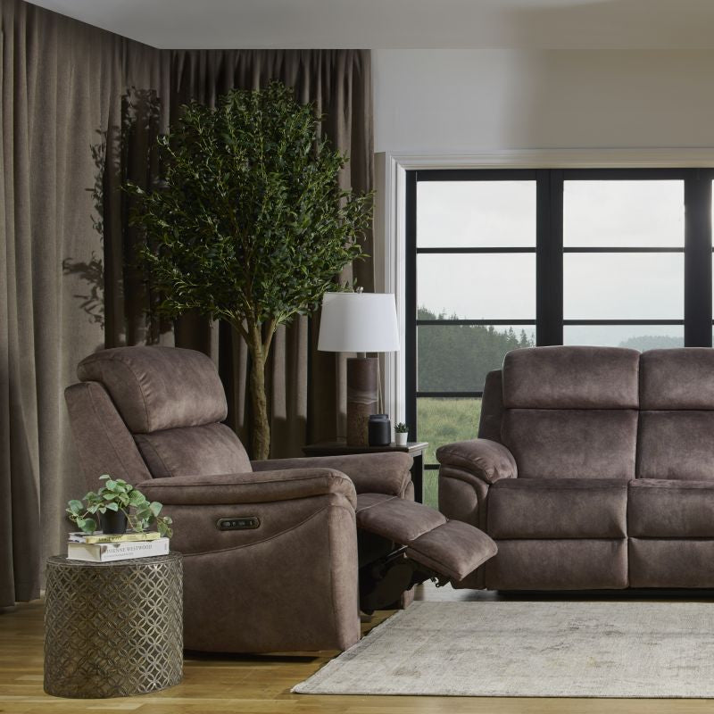 Brown recliner chair on a white background