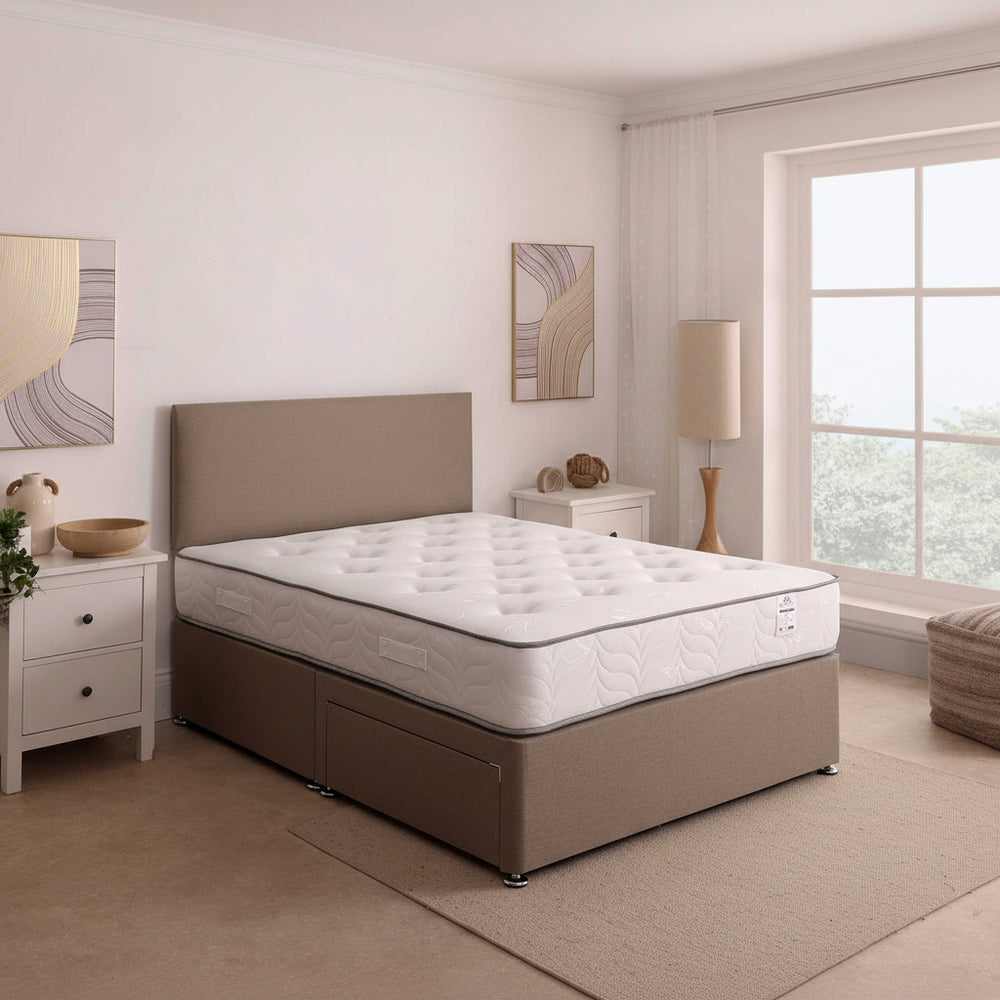 Bed with mattress on a white background