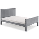Gray wooden bed frame on a white background