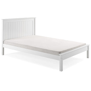 White wooden bed frame on a white background