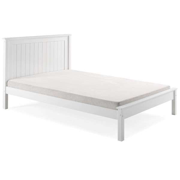 White wooden bed frame on a white background
