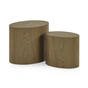 Two wooden stools on a white background