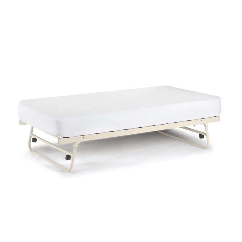 White ottoman with gold frame on a white background