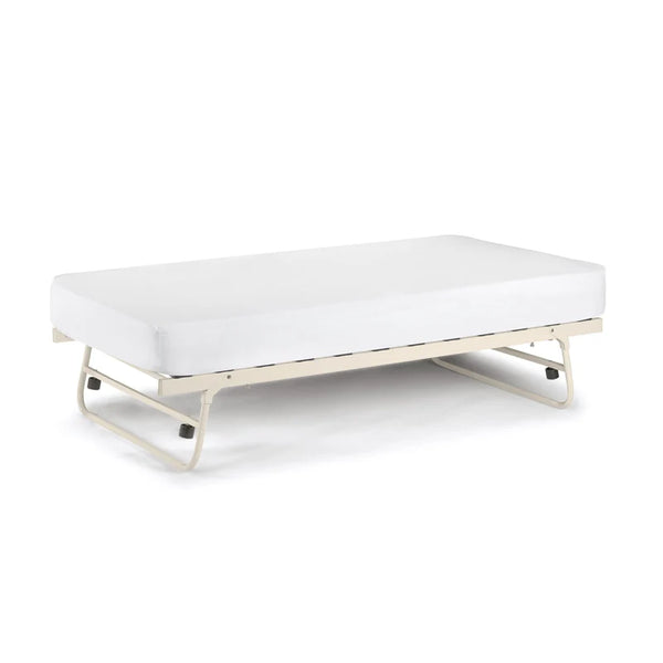 White ottoman with gold frame on a white background