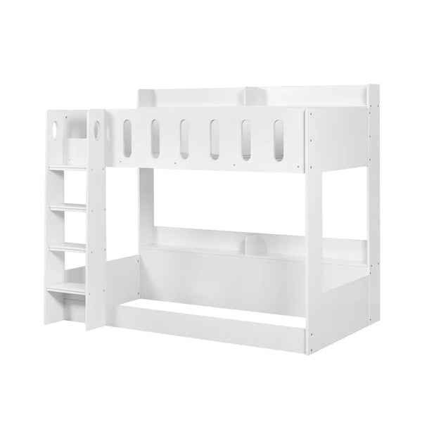 White children's bunk bed on a white background