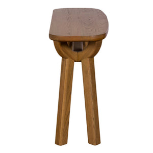 Wooden table with a flat edge and four legs on a white background