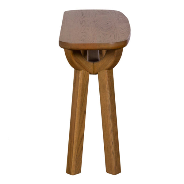 Wooden table with a flat edge and four legs on a white background