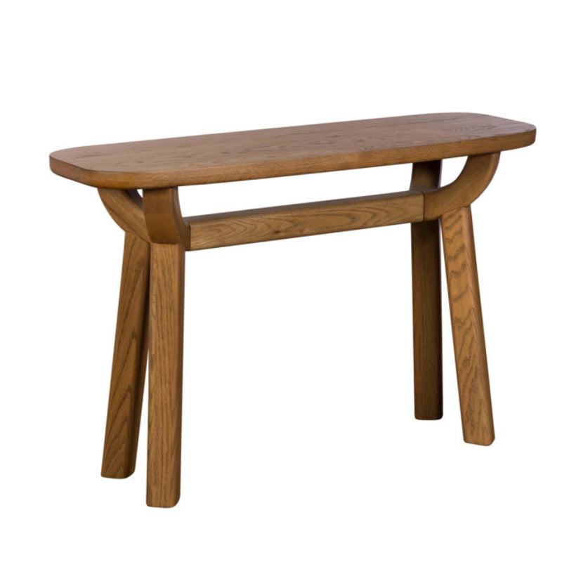 Wooden console table on a white background