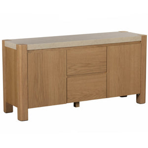 Wooden sideboard with a light finish on a white background