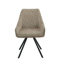 MINK armchair with quilted backrest and black metal legs on a white background