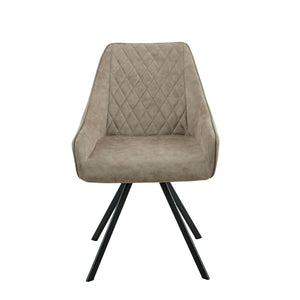 MINK armchair with quilted backrest and black metal legs on a white background