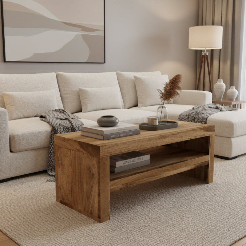 Wooden TV stand on a white background