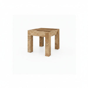 Wooden side table on a white background