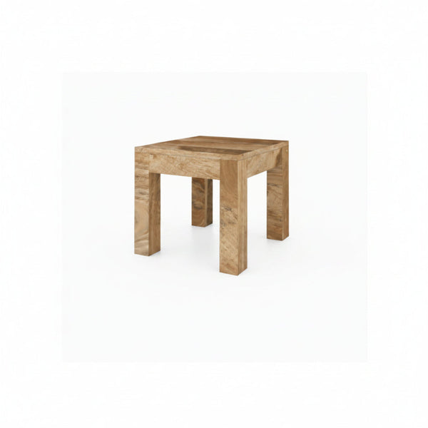 Wooden side table on a white background