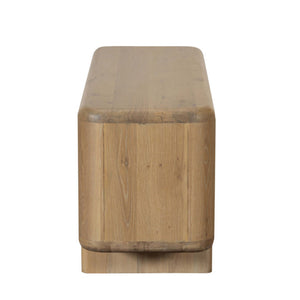 Wooden tv unit on a white background